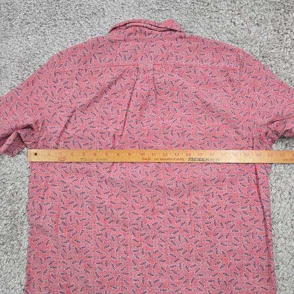 Vineyard Vines Shirt Mens Medium Pink Button Up Slim Fit Murray Fish Hawaiian - Picture 9 of 11